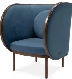 Casa Padrino Designer Samt Sessel Blau / Braun 90 x 92 x H. 106 cm - Hotel Lounge Sessel - Hotel Möbel - Designer Möbel - Luxus Qualität