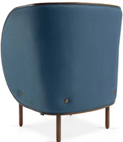 Casa Padrino Designer Samt Sessel Blau / Braun 90 x 92 x H. 106 cm - Hotel Lounge Sessel - Hotel Möbel - Designer Möbel - Luxus Qualität
