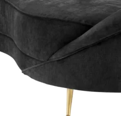 Casa Padrino Designer Samt Sofa Schwarz / Messingfarben 245 x 87 x H. 79 cm - Gebogene Luxus Couch - Designer Wohnzimmer Möbel