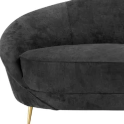 Casa Padrino Designer Samt Sofa Schwarz / Messingfarben 245 x 87 x H. 79 cm - Gebogene Luxus Couch - Designer Wohnzimmer Möbel