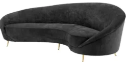 Casa Padrino Designer Samt Sofa Schwarz / Messingfarben 245 x 87 x H. 79 cm - Gebogene Luxus Couch - Designer Wohnzimmer Möbel