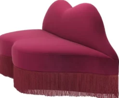 Casa Padrino Designer Samt Sofa Lippen Mund Bordeauxrot 195 x 80 x H. 97 cm - Designer Wohnzimmer Möbel - Luxus Kollektion
