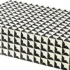 Casa Padrino Designer Schmuckkasten mit Deckel Schwarz / Weiß 40 x 30 x H. 10 cm - Schmuckschatulle - Aufbewahrungsbox - Luxus Qualität