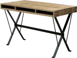 Casa Padrino Designer Schreibtisch mit schwarz pulverbeschichteten Beinen 120 x 60 x H. 77 cm - Designer Büromöbel