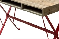 Casa Padrino Designer Schreibtisch mit rot pulverbeschichteten Beinen 120 x 60 x H. 77 cm - Designer Büromöbel