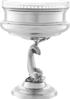 Casa Padrino Designer Schüssel Delphine 22 x H. 29 cm - Luxus Hotel Accessoires aus Messing vernickelt und Glas