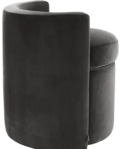 Casa Padrino Designer Sessel Dunkelgrau 61 x 57 x H. 64 cm - Runder Samt Sessel - Luxus Möbel