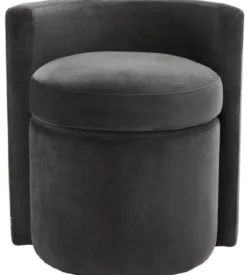 Casa Padrino Designer Sessel Dunkelgrau 61 x 57 x H. 64 cm - Runder Samt Sessel - Luxus Möbel