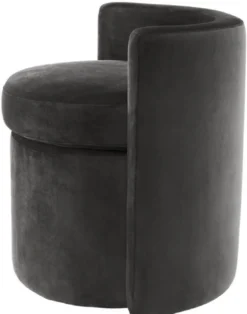 Casa Padrino Designer Sessel Dunkelgrau 61 x 57 x H. 64 cm - Runder Samt Sessel - Luxus Möbel