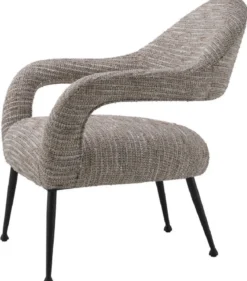 Casa Padrino Designer Sessel Beige / Schwarz 80 x 76 x H. 85 cm - Wohnzimmer Sessel - Designer Möbel - Luxus Qualität