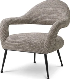 Casa Padrino Designer Sessel Beige / Schwarz 80 x 76 x H. 85 cm - Wohnzimmer Sessel - Designer Möbel - Luxus Qualität