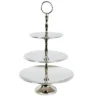 Casa Padrino Designer Shine Etagere 3-Stufig aus poliertem Aluminium, Silber, Durchmesser 30,5 cm, Höhe 40,5 cm