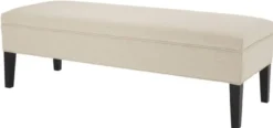 Casa Padrino Designer Sitzbank Elfenbein 140 x 50 x H. 45 cm - Luxus Möbel