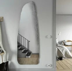 Casa Padrino Designer Spiegel Schwarz 64 x H. 175 cm - Wandspiegel in 3-D Felsen Optik - Garderobenspiegel - Wohnzimmer Spiegel - Luxus Kollektion