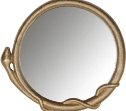 Casa Padrino Designer Spiegel Schlange Gold 80 x 6 x H. 74 cm - Aluminium Wandspiegel - Wohnzimmer Spiegel - Garderoben Spiegel - Luxus Kollektion