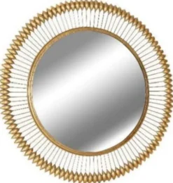 Casa Padrino Designer Spiegel Gold Ø 90 cm - Moderner mit Goldfolie pulverbeschichteter Metall Wandspiegel - Luxus Deko Accessoires