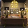 Casa Padrino Designer Stehleuchte Palme Messingfarben Ø 90 x H. 170 cm - Edle Stehlampe im Palmen Design - Luxus Leuchten - Luxus Qualität