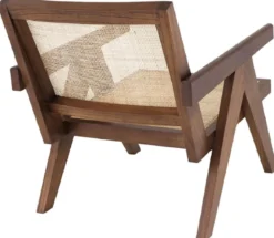 Casa Padrino Designer Stuhl Braun / Naturfarben 58 x 82 x H. 70 cm - Massivholz Stuhl mit Armlehnen und handgewebtem Rattangeflecht - Luxus Wohnzimmer Möbel