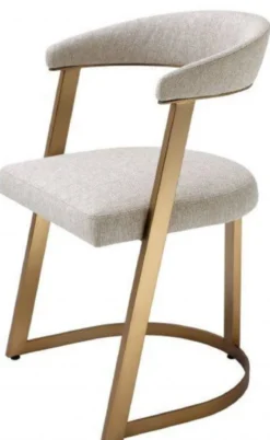 Casa Padrino Designer Stuhl mit Armlehnen Naturfarben / Messingfarben 53,5 x 49 x H. 78 cm - Esszimmerstuhl - Bürostuhl - Designermöbel