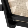 Casa Padrino Designer Stuhl Schwarz / Naturfarben 58 x 82 x H. 70 cm - Massivholz Stuhl mit Armlehnen und handgewebtem Rattangeflecht - Luxus Wohnzimmer Möbel