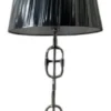 Casa Padrino Designer Tischleuchte Silber / Schwarz Ø 25 x H. 58 cm - Luxus Lampe mit rundem Lampenschirm