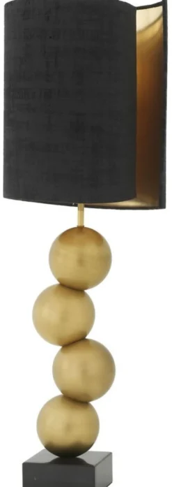 Casa Padrino Designer Tischleuchte Antik Messingfarben / Schwarz Ø 32 x H. 100 cm - Moderne Schreibtischleuchte mit Marmorsockel - Luxus Kollektion