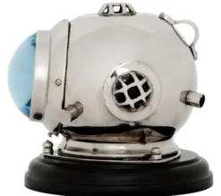 Casa Padrino Designer Uhr Taucherhelm auf Sockel 18 x H. 19 cm - Luxus Tischuhr