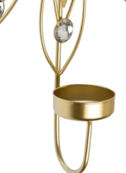 Casa Padrino Designer Wandkerzenhalter 4er Set Gold 26 x 6 x H. 32 cm - Dekorative Wanddeko