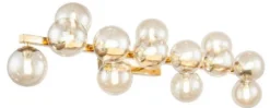 Casa Padrino Designer Wandleuchte Gold / Bernsteinfarben 95 x 23 x H. 24 cm - Moderne Wandlampe mit kugelförmigen Lampenschirmen