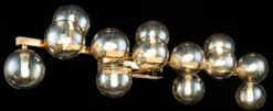 Casa Padrino Designer Wandleuchte Gold / Bernsteinfarben 95 x 23 x H. 24 cm - Moderne Wandlampe mit kugelförmigen Lampenschirmen