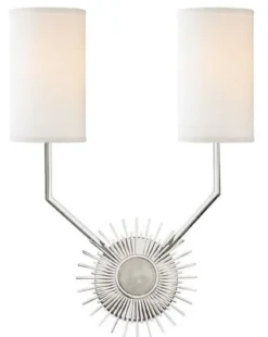 Casa Padrino Designer Wandleuchte Silber / Weiß 33,6 x 14,6 x H. 46,3 cm - Luxus Qualität