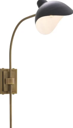 Casa Padrino Designer Wandleuchte Antik Messingfarben / Schwarz 19,5 x 67 x H. 70 cm - Elegante Wandlampe im 50er Jahre Stil - Luxus Kollektion