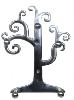 Casa Padrino Designer Wandschlüssel und Halsketten Halter aus Aluminium, Silber, Höhe 29 cm, Breite 24 cm