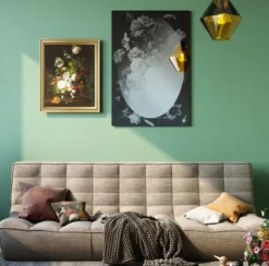 Casa Padrino Designer Wandspiegel Schwarz / Grau 70 x H. 101,3 cm - Garderobenspiegel - Wohnzimmer Spiegel - Schlafzimmer Spiegel - Luxus Qualität