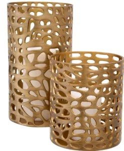 Casa Padrino Designer Windlicht / Kerzenleuchter Messing Finish ø 24,5 x H.27 cm - Luxus Windlicht
