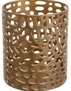 Casa Padrino Designer Windlicht / Kerzenleuchter Messing Finish ø 24,5 x H.27 cm - Luxus Windlicht