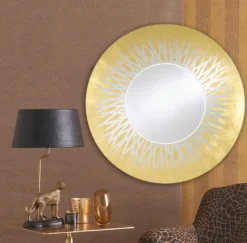 Casa Padrino Designer Wohnzimmer Spiegel / Wandspiegel Gold Ø 105 cm - Luxus Kollektion