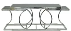 Casa Padrino Designer Wohnzimmer Konsolentisch mit Glasplatten Silber 150 x 43 x H. 75 cm - Luxus Möbel