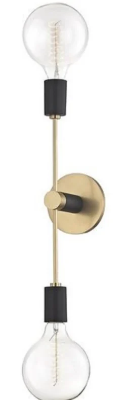 Casa Padrino Doppel Wandleuchte Antik Messing / Schwarz 12,1 x 12,7 x H. 45,7 cm - Luxus Wandlampe