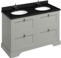 Casa Padrino Doppel Waschschrank mit Granitplatte und 4 Schubladen 130 x 55 x H. 93 cm
