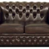 Casa Padrino Echtleder 2er Sofa Dunkelbraun 160 x 90 x H. 80 cm - Luxus Chesterfield Möbel