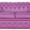 Casa Padrino Echtleder 2er Sofa in violett mit Swarowski Kristallsteinen 180 x 100 x H. 78 cm - Luxus Chesterfield Schlafsofa