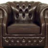 Casa Padrino Echtleder Sessel Dunkelbraun 120 x 90 x H. 80 cm - Chesterfield Sessel