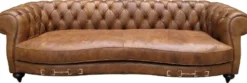 Casa Padrino Echtleder 2,5-Sitzer Sofa Columbia Braun 218 x 105 x H. 73 cm - Luxus Qualität