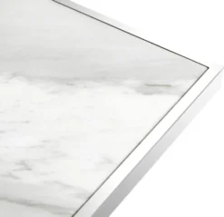 Casa Padrino Edelstahl Konsole mit weißer Marmorplatte 110 x 60 x H. 87 cm - Luxus Wohnzimmermöbel