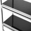 Casa Padrino Edelstahl Regalschrank mit schwarzen Glasplatten 90 x 35 x H. 223,5 cm - Luxus Wohnzimmerschrank