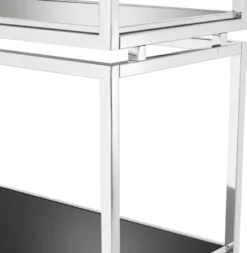 Casa Padrino Edelstahl Regalschrank mit schwarzen Glasplatten 90 x 35 x H. 223,5 cm - Luxus Wohnzimmerschrank