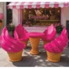Casa Padrino Eisdielen Möbel Set Pink / Beige - 1 Tisch & 4 Sessel - Eisdielen Zubehör