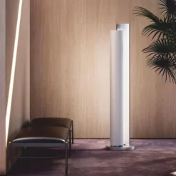Casa Padrino Elektrische Luxus LED Säulenheizung Weiß / Silber H. 185,5 cm - Made in Italy