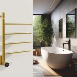 Casa Padrino Elektrischer Luxus Handtuchwärmer Gold 41 x H. 58 cm - Badezimmer Zubehör